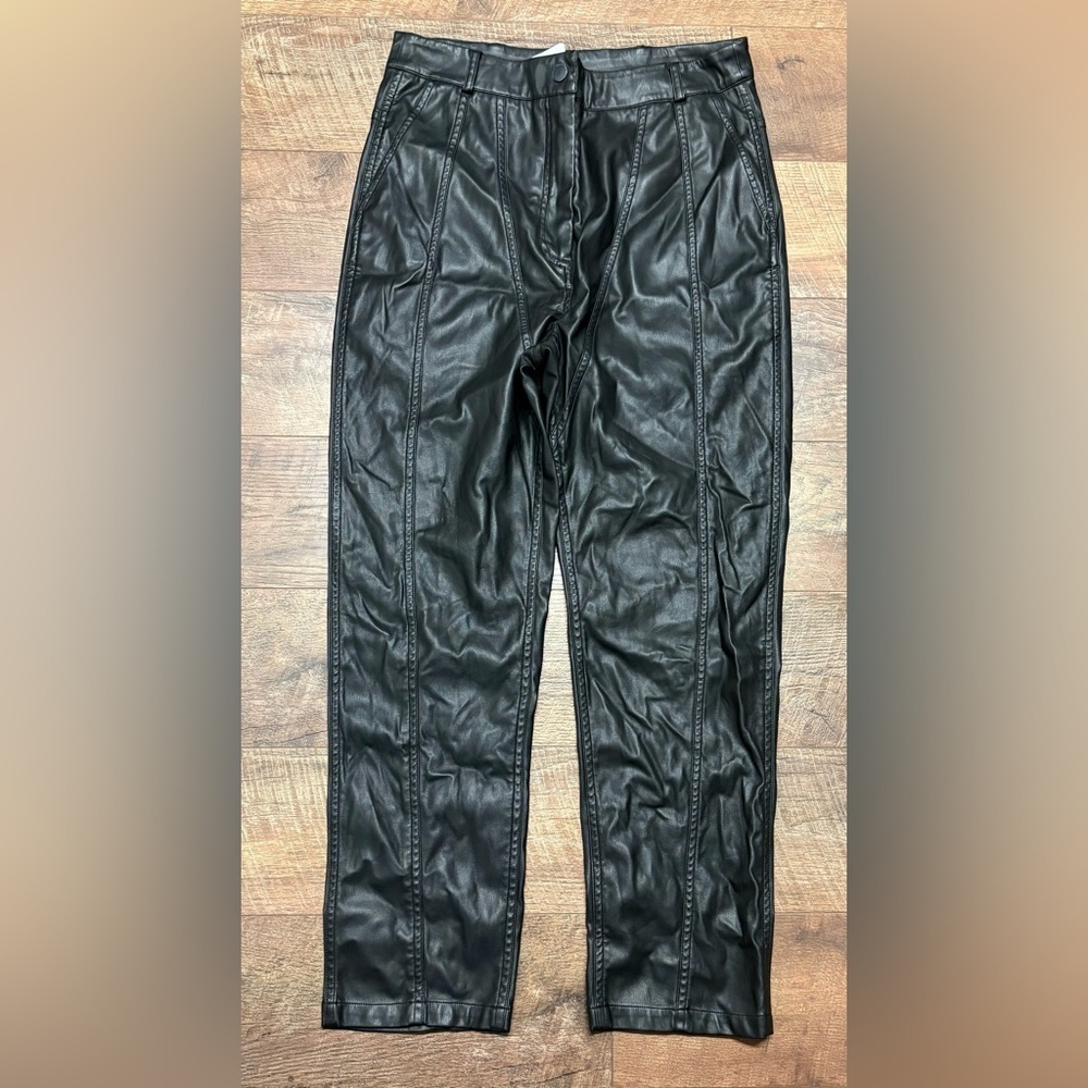 Atlein Black Vegan Leather Pants Size 12 - Picture 2 of 6